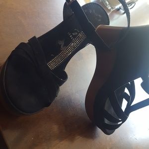 T strap wedge,two tone platform heel,made in italy